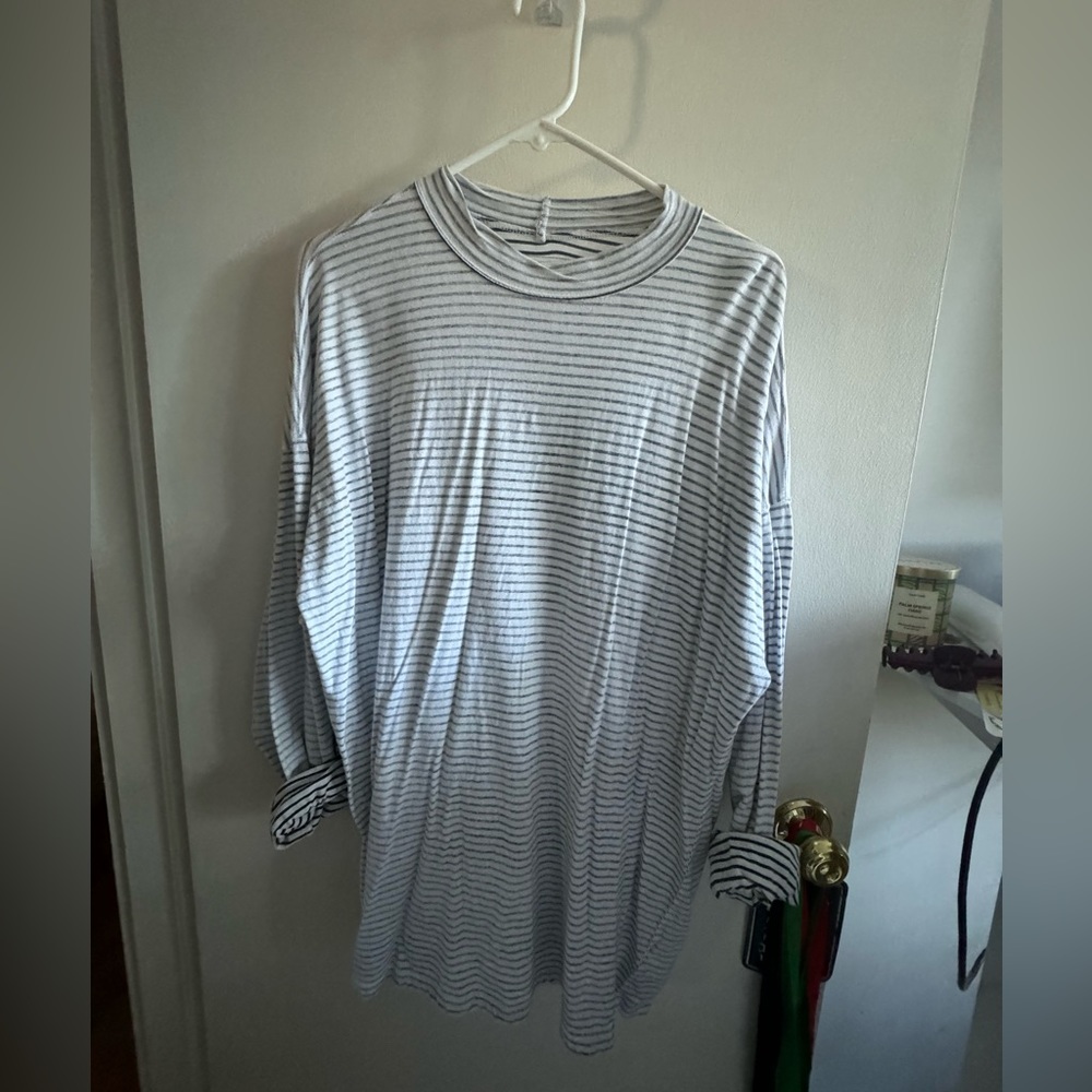 Free People Gray Striped Tunic Top